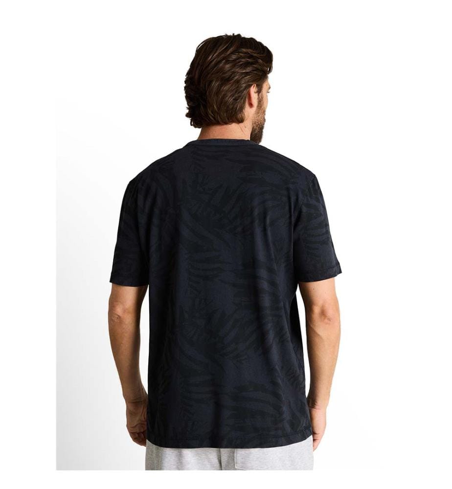 T-shirt avec imprimé all-over - Navy Tonal Leaf Design