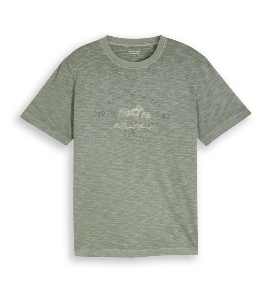T-shirt en mélange avec imprimé - Gris olive ombré