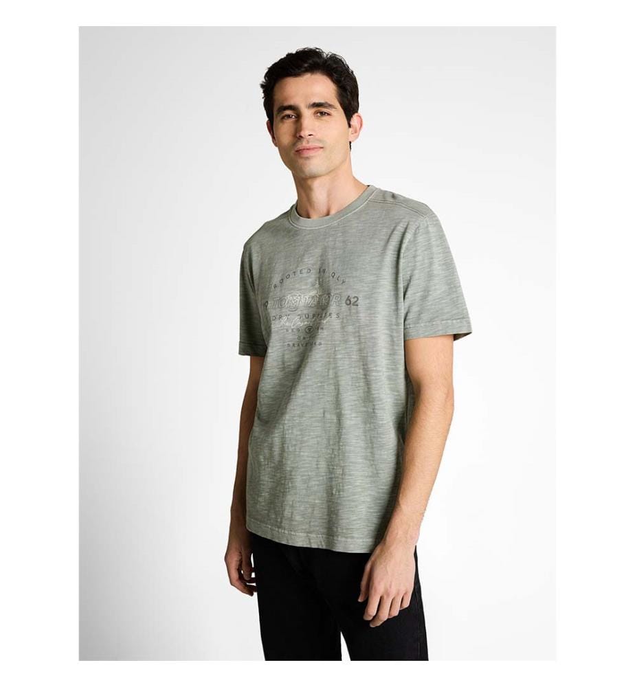T-shirt en mélange avec imprimé - Gris olive ombré