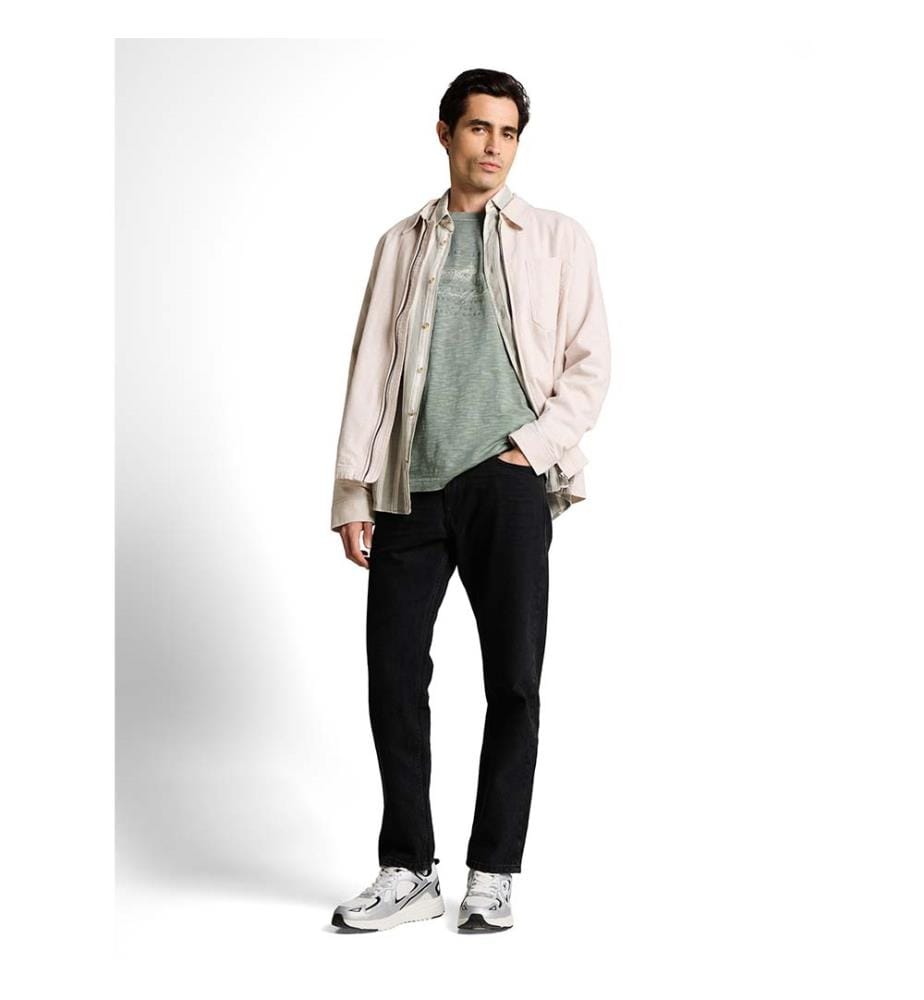 T-shirt en mélange avec imprimé - Gris olive ombré