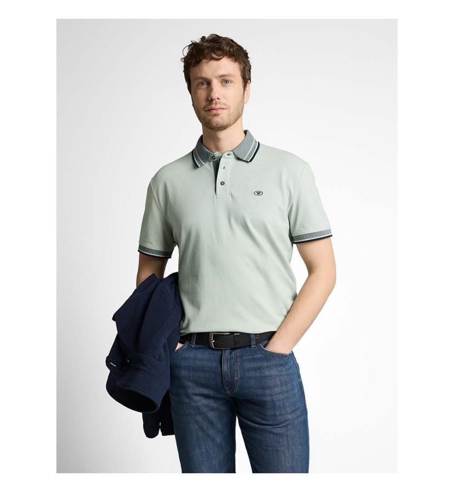 Polo en piqué avec impression du logo - Vert grisâtre doux