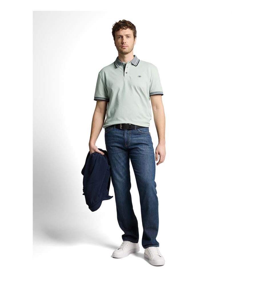 Polo en piqué avec impression du logo - Vert grisâtre doux