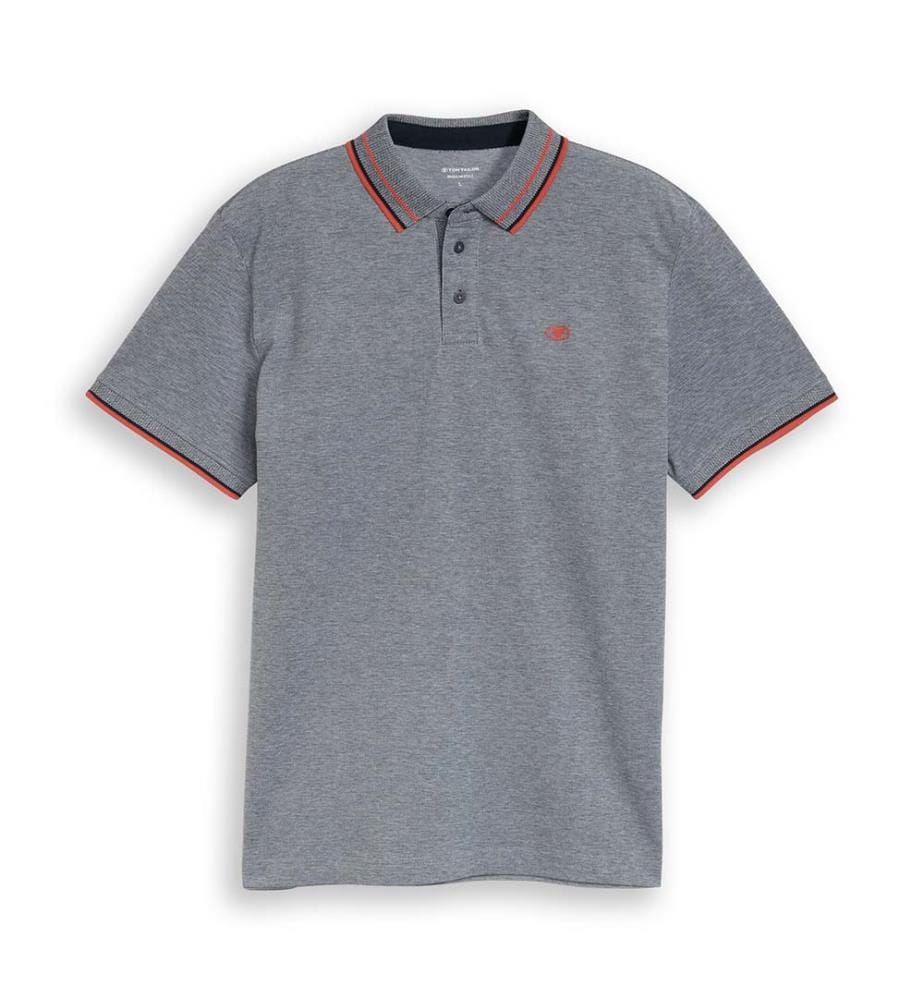 Polo in piqué con stampa logo - Navy White Two Tone Piqué