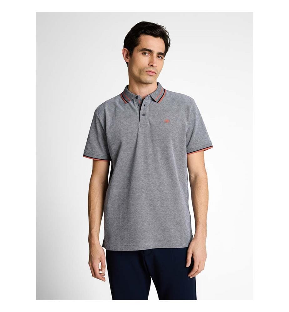 Polo in piqué con stampa logo - Navy White Two Tone Piqué