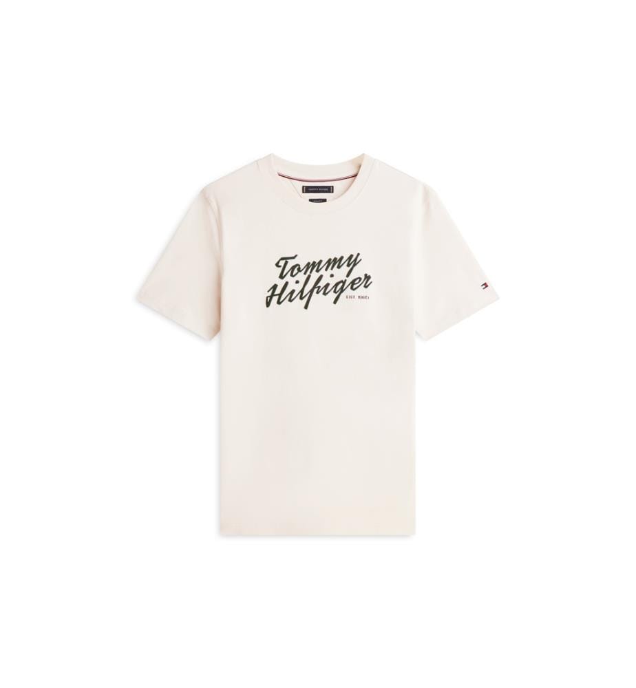T-Shirt Été Graphique avec Texte - Beige