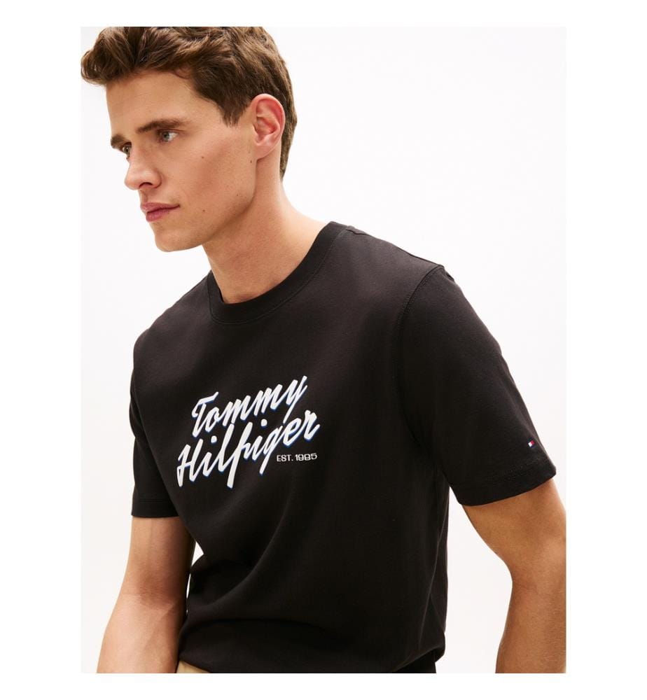 T-shirt Été Graphique avec Texte - Noir