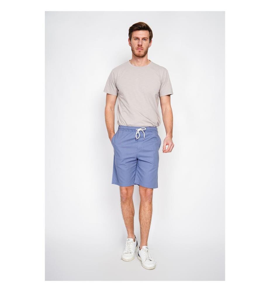 Bermuda Ceinture Élastiquée avec Cordon de Serrage - Jeans Bleus