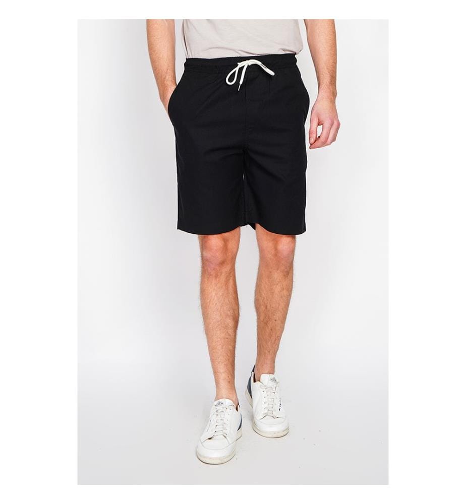 Bermuda Ceinture Élastiquée avec Cordon de Serrage - Noir
