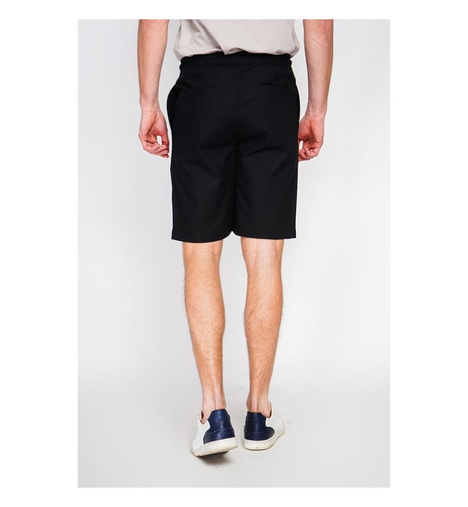 Bermuda Ceinture Élastiquée avec Cordon de Serrage - Noir