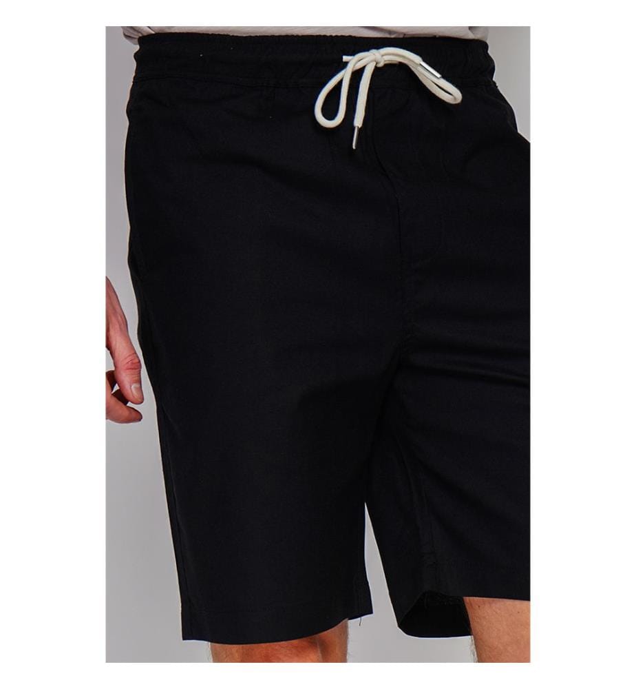 Bermuda Ceinture Élastiquée avec Cordon de Serrage - Noir