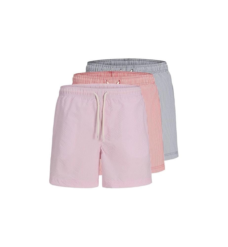 Lot de 3 Shorts de bain - Marine, Rouge et Lilas