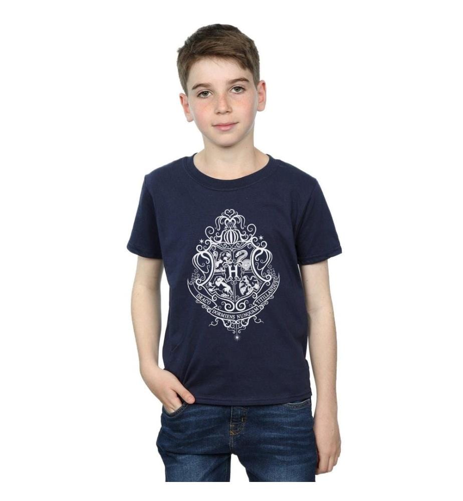 Harry Potter - T-shirt manches courtes motif/style emblème de Poudlard HOGWARTS DRACO DORMIENS - Garçon
