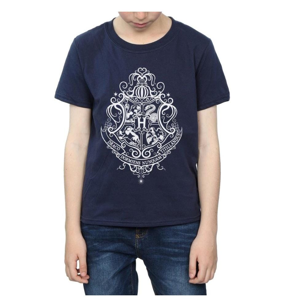 Harry Potter - T-shirt manches courtes motif/style emblème de Poudlard HOGWARTS DRACO DORMIENS - Garçon