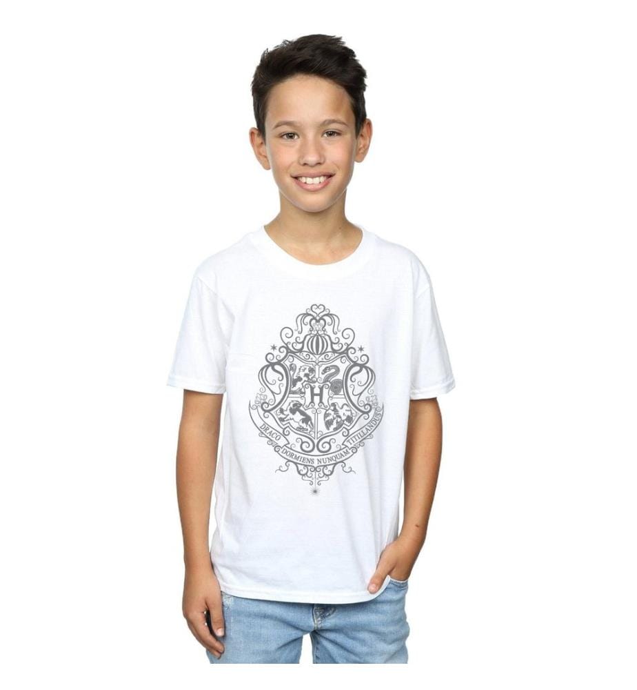 Harry Potter - T-shirt manches courtes motif/style emblème de Poudlard HOGWARTS DRACO DORMIENS - Garçon