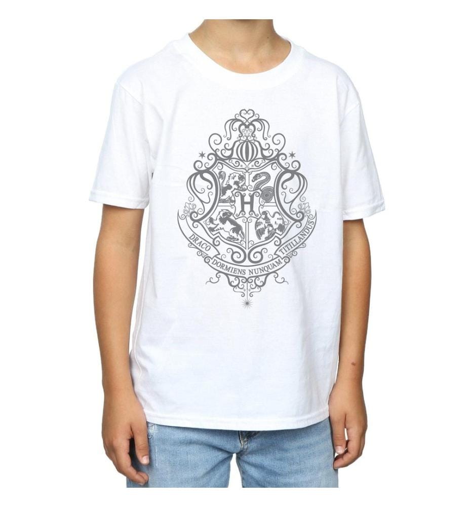 Harry Potter - T-shirt manches courtes motif/style emblème de Poudlard HOGWARTS DRACO DORMIENS - Garçon
