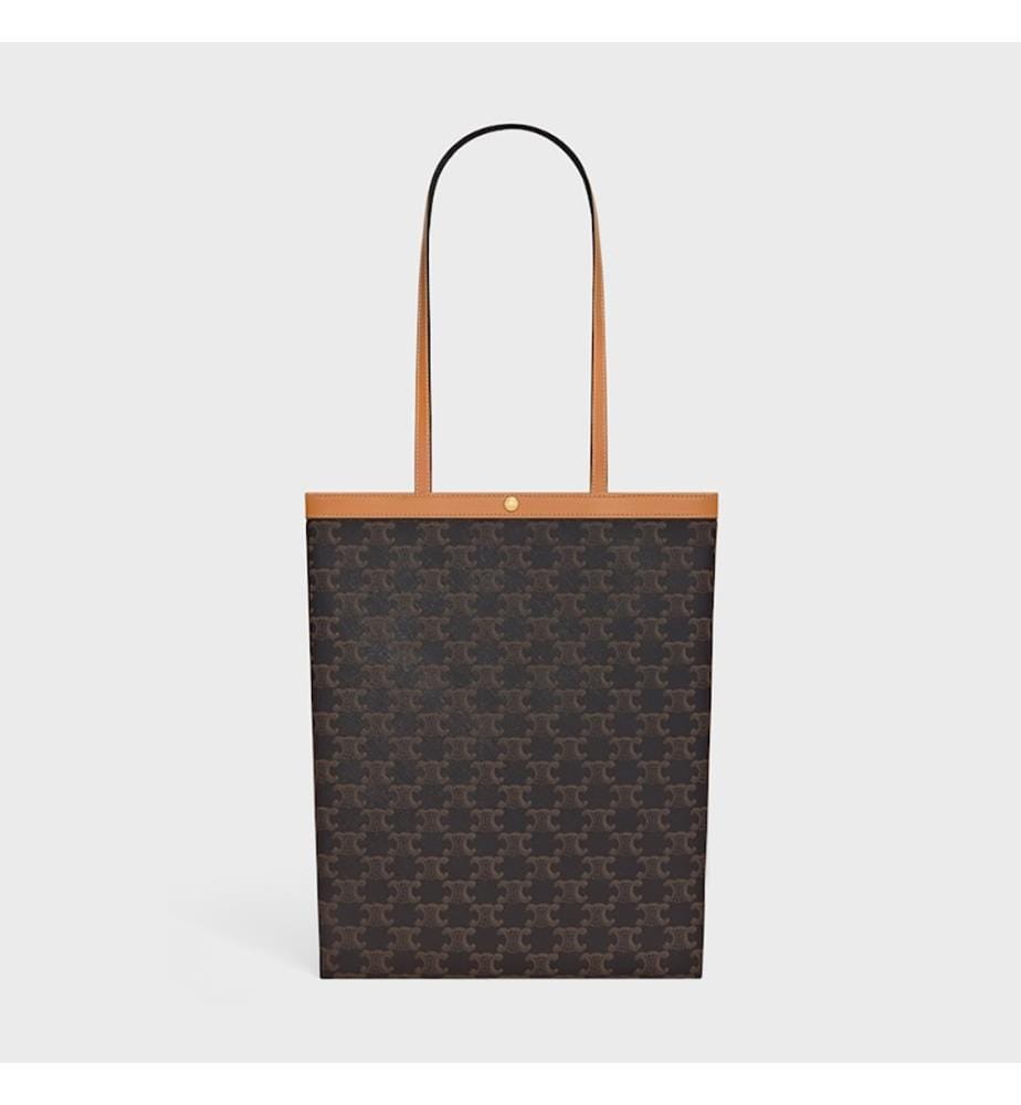 Medium-sized flat tote bag made of Triomphe canvas - Honey
