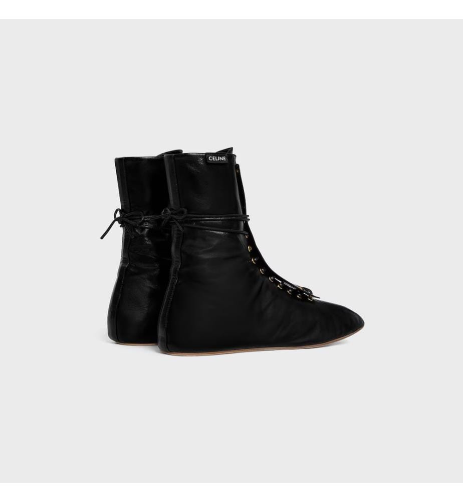 Bottines à lacets en cuir d'agneau - Noir