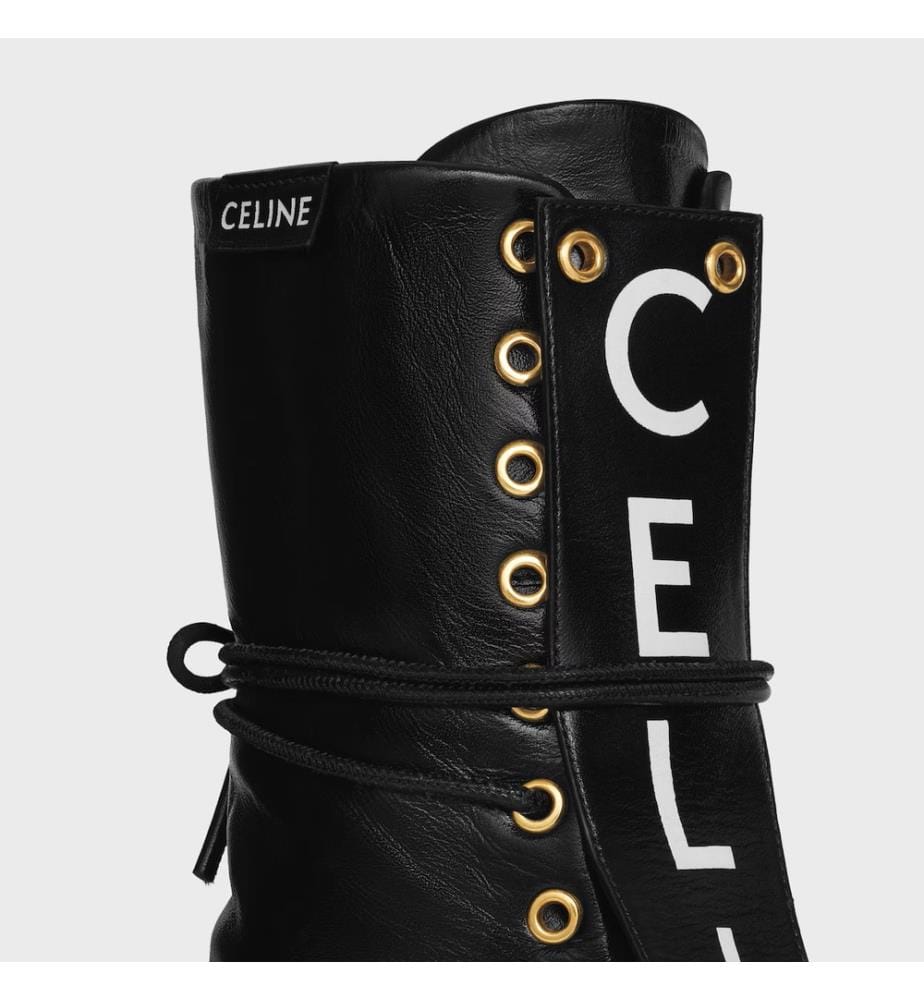 Bottines à lacets en cuir d'agneau - Noir