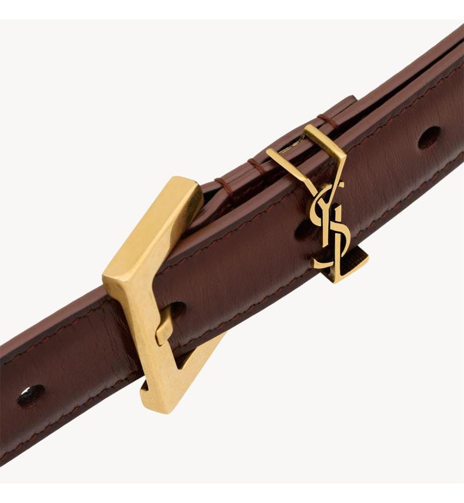 Ceinture fine Cassandre cuir vieilli - Terre Sombre