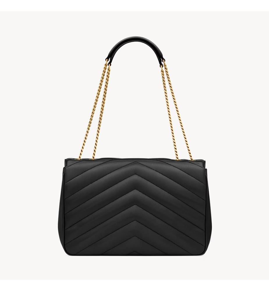 Sac Loulou Large matelassé cuir d'agneau - Noir