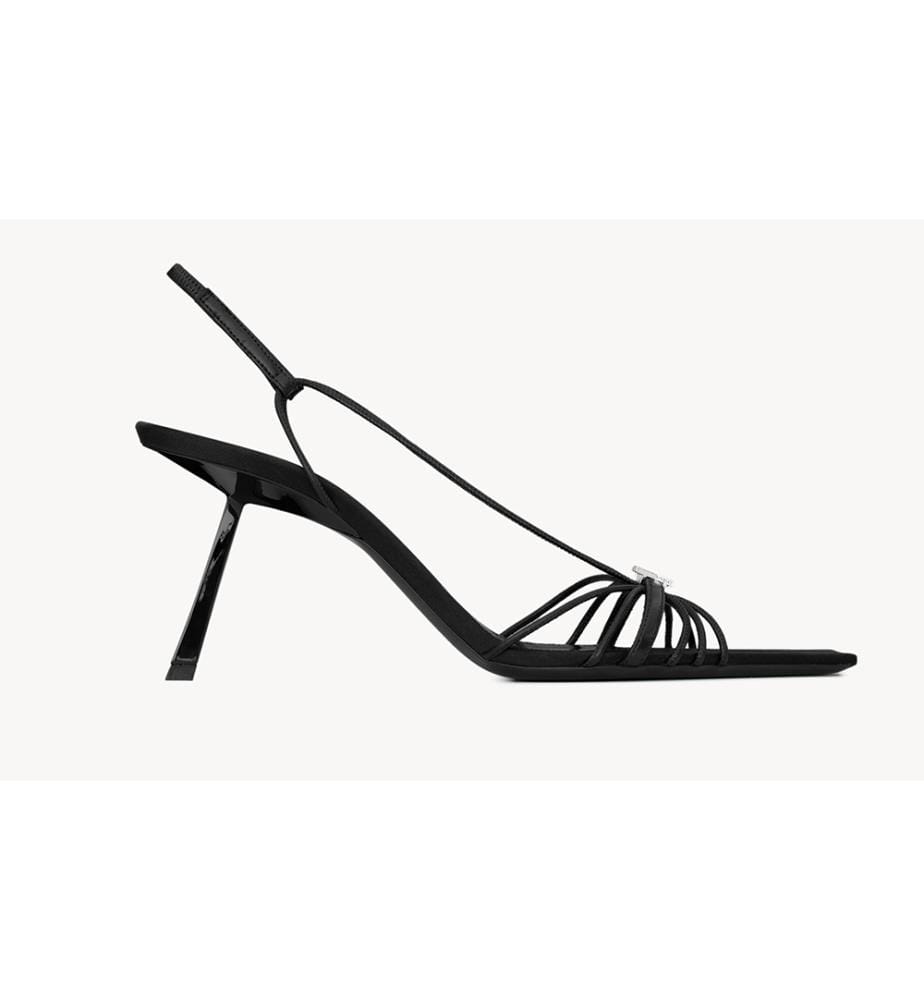 Sandali con tacco in pelle liscia Jerry - Nero