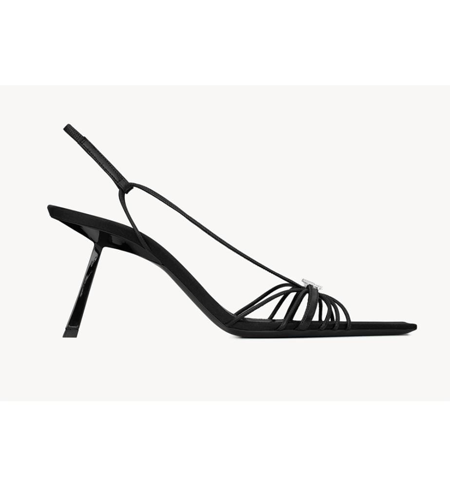 Sandali con tacco in pelle liscia Jerry - Nero