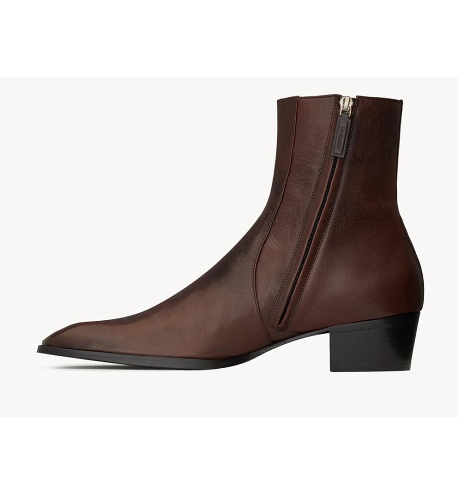 Bottines Stanton en cuir grainé - Brun