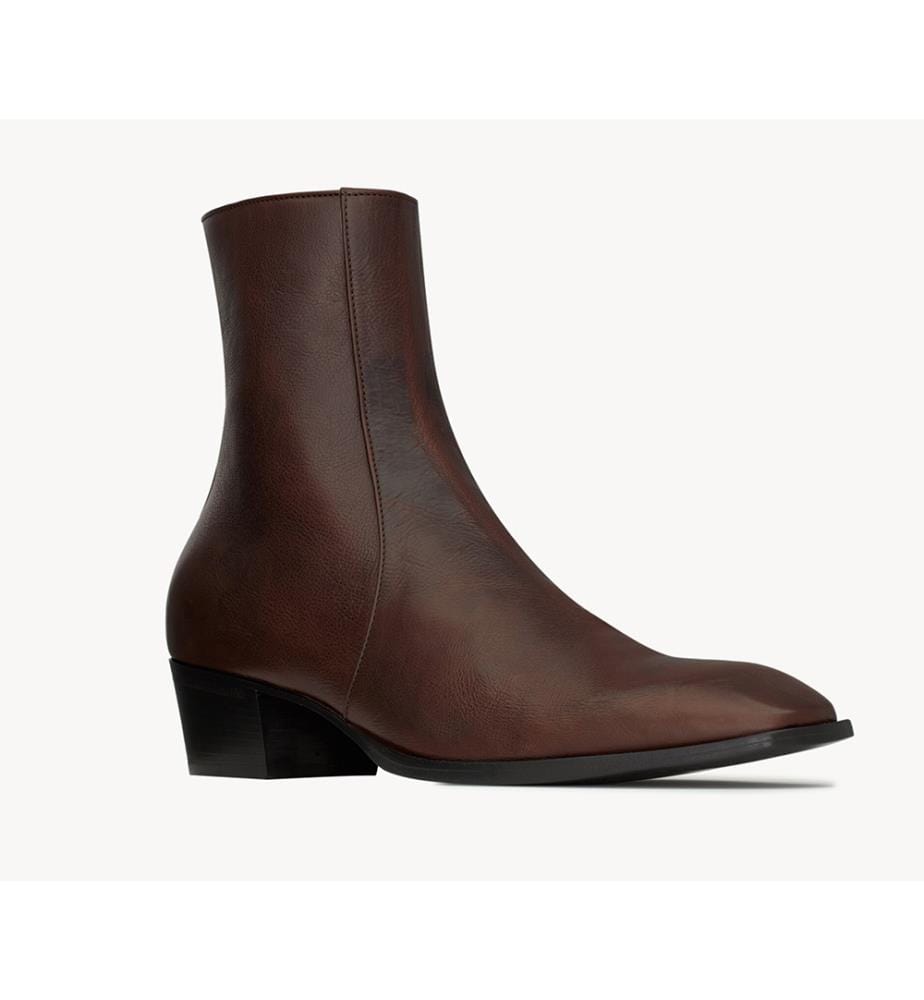 Bottines Stanton en cuir grainé - Brun