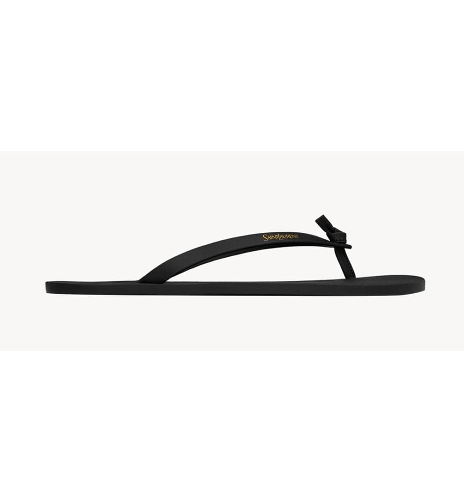 Smooth Leather Pool Flip-Flops - Black