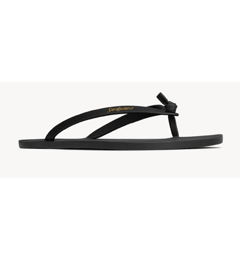 Smooth Leather Pool Flip-Flops - Black