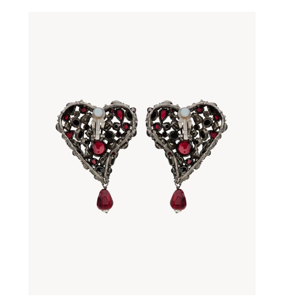 Boucles d'oreilles Coeur de cristal - Noir