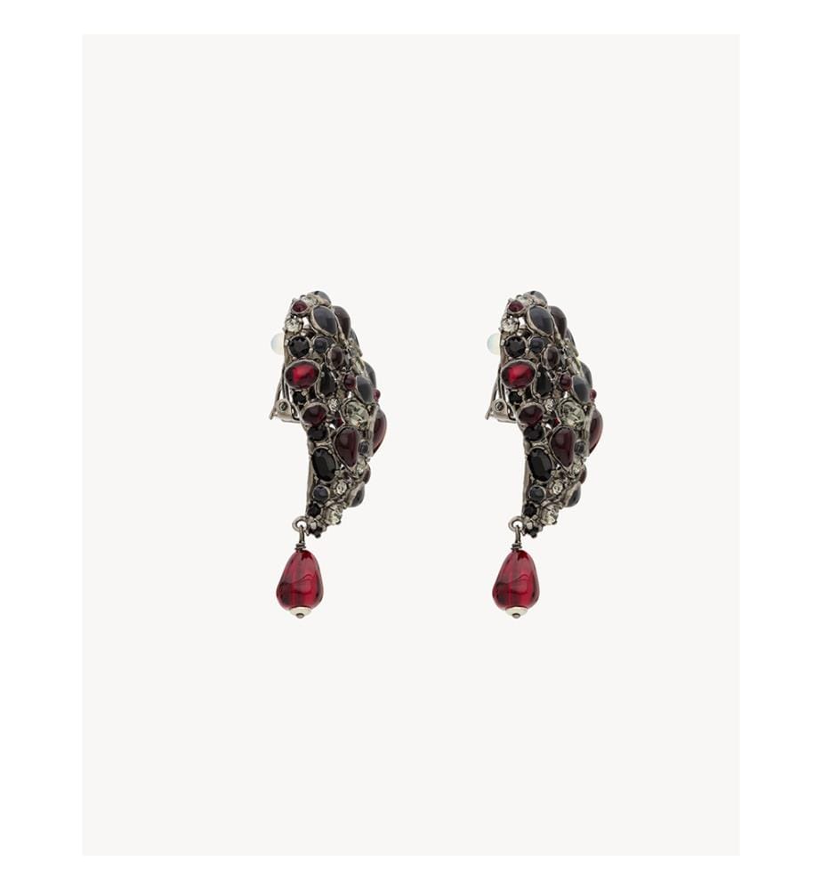 Boucles d'oreilles Coeur de cristal - Noir