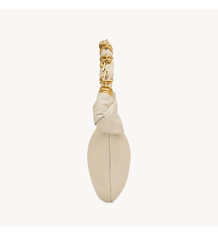 Borsa Amalia Mini Hobo in pelle di agnello - Bianco