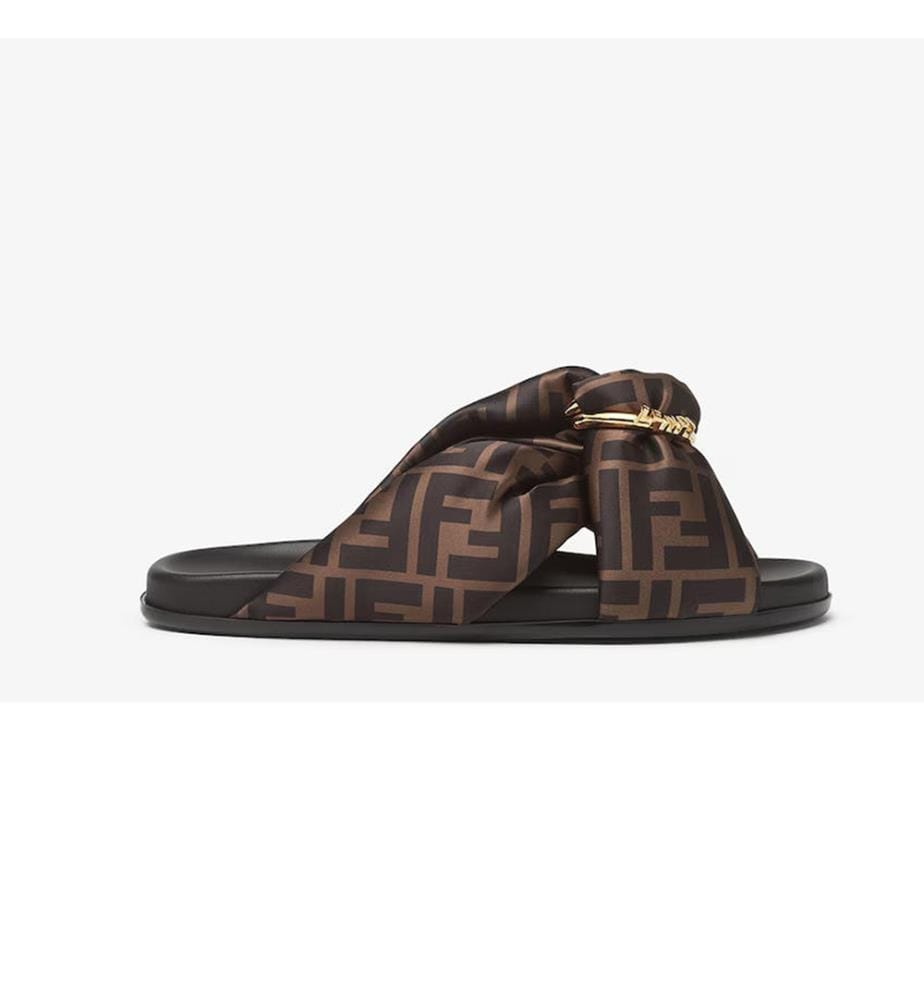 Feel Mules in raso Ff - Marrone