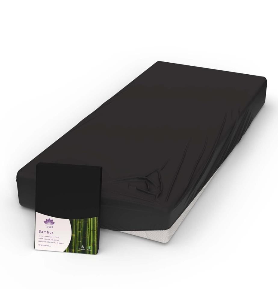 LOTUS - Fixleintuch Bambus Jersey Schwarz - 90-100 x 200 cm