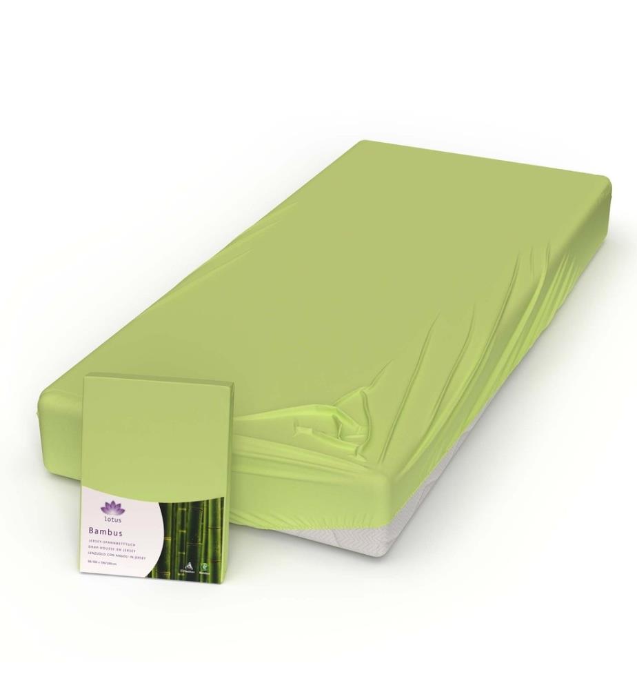 LOTUS - Drap-housse Bambou Jersey Pomme - 90-100 x 200 cm