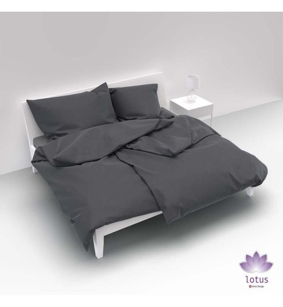 LOTUS - Literie satin uni graphite - 200 x 210 cm
