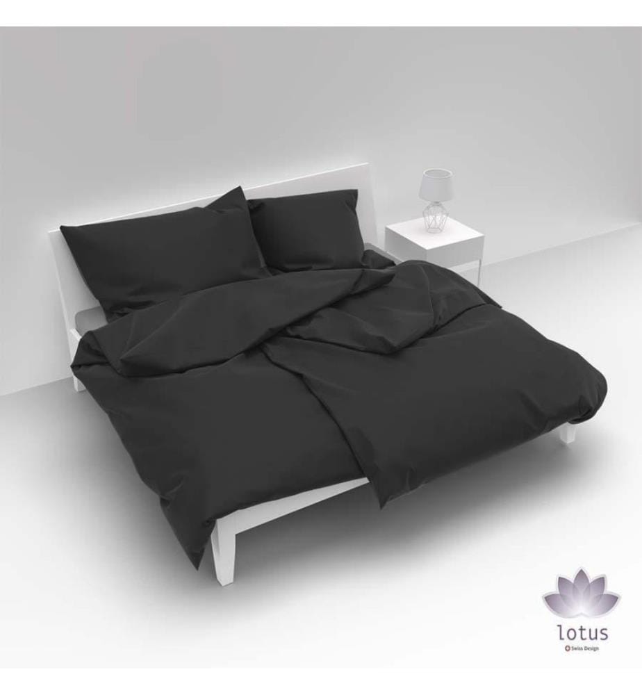 LOTUS - Bettwäsche Satin uni schwarz - 65 x 65 cm