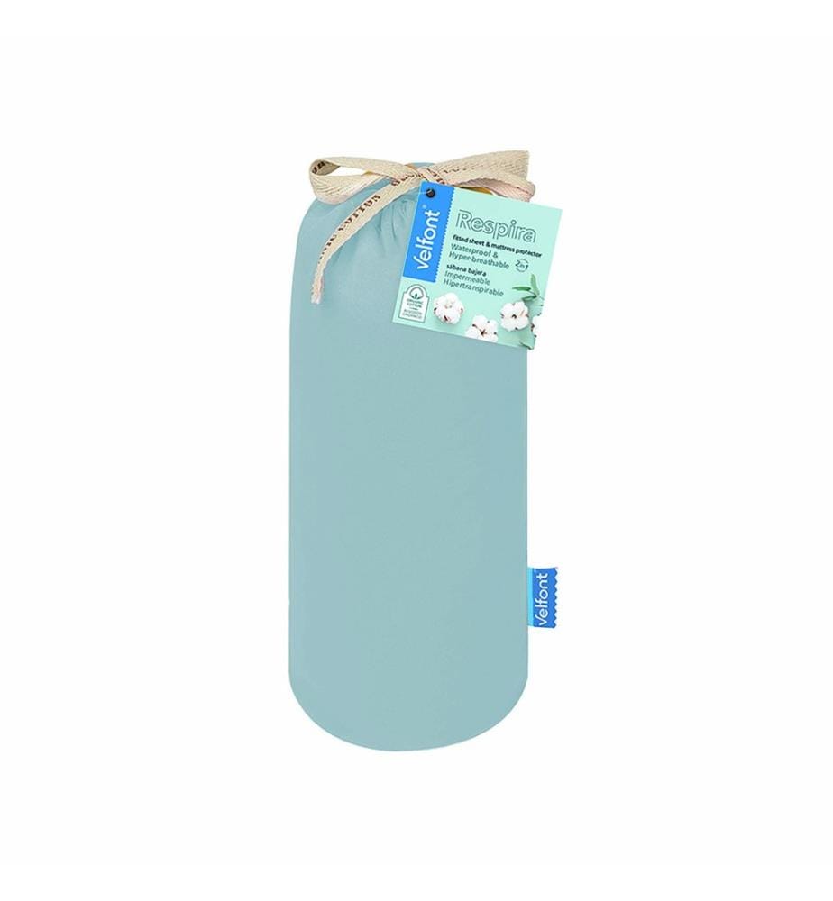 VELFONT - Drap-housse imperméable Respira bleu clair - 160 x 200 cm