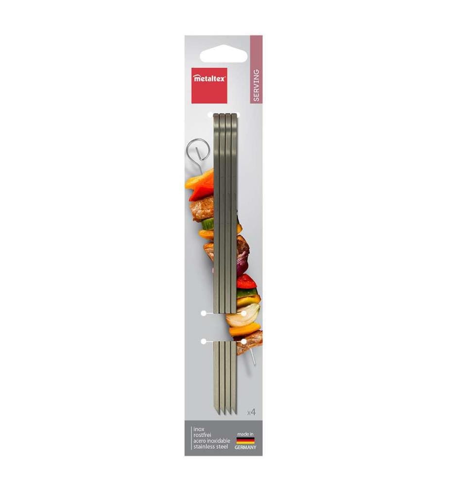Lot de 4 brochettes inox - 22 cm