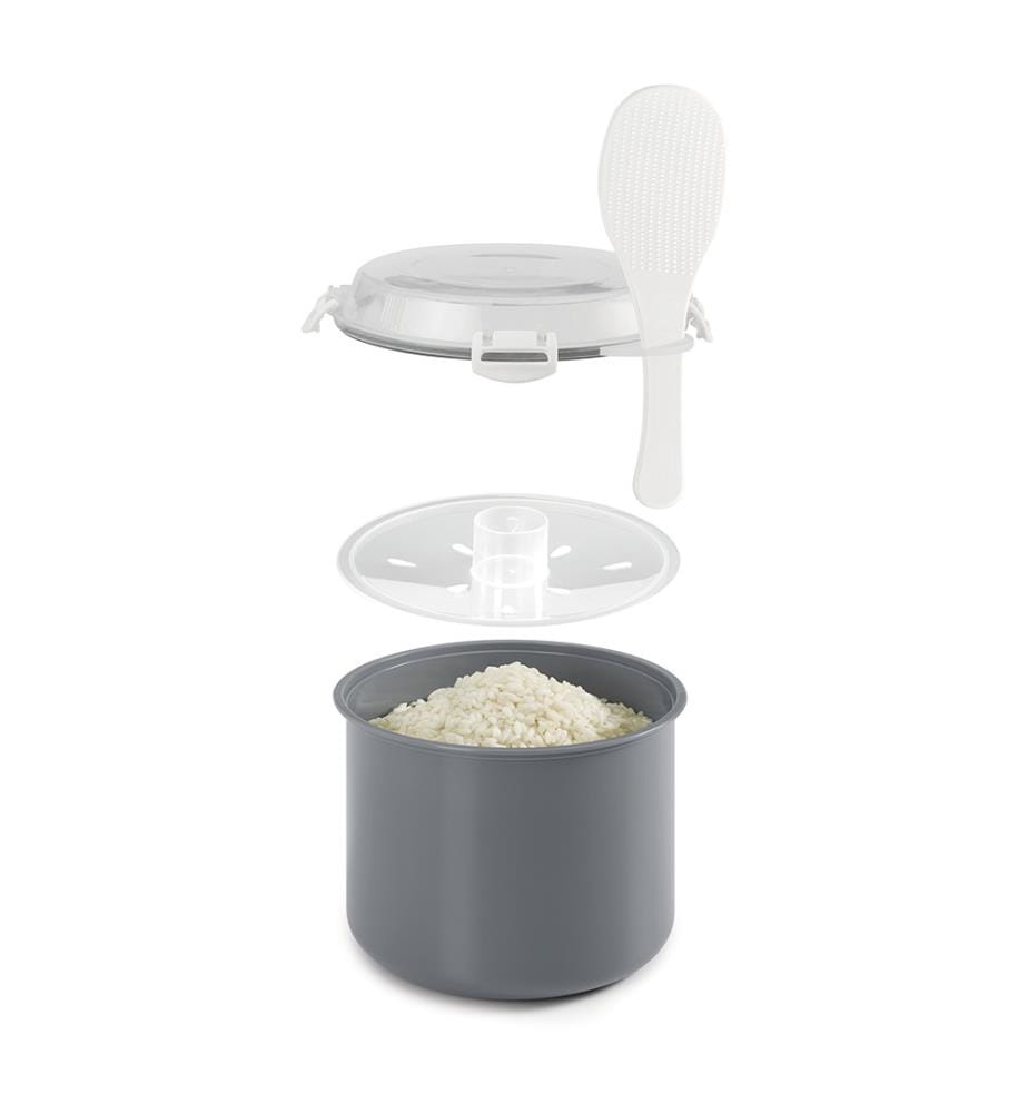 Cuiseur à Riz & Céréales pour Micro-Ondes - Gris et Blanc