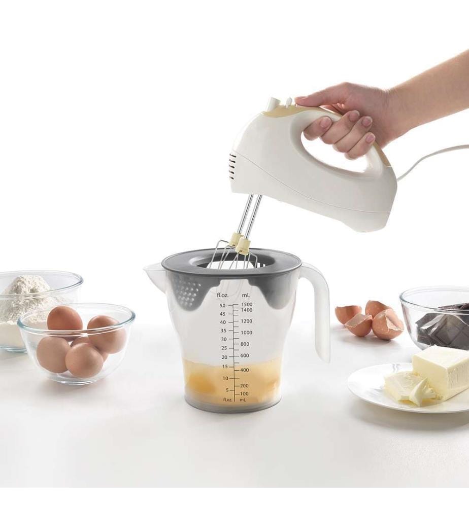 Gobelet gradué 4-en-1 avec couvercle et filtre 1,5L