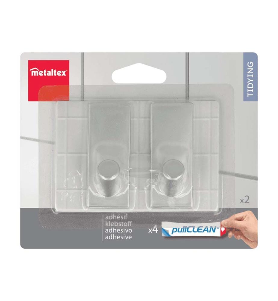 Set mit 2 silbernen Klebehaken - Pullclean