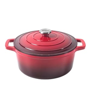 Casseruola rotonda Materia con coperchio in ghisa smaltata - 26cm - 4.8L - 5.3kg rosso/nero