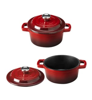 Set di 2 casseruole in ghisa smaltata Materia - 11cm - 0,9kg rosso/nero