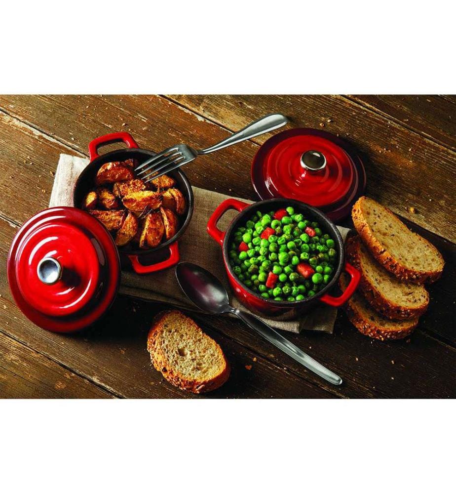 Set of 2 Materia casseroles enamelled cast iron - 11cm - 0.9kg red/black