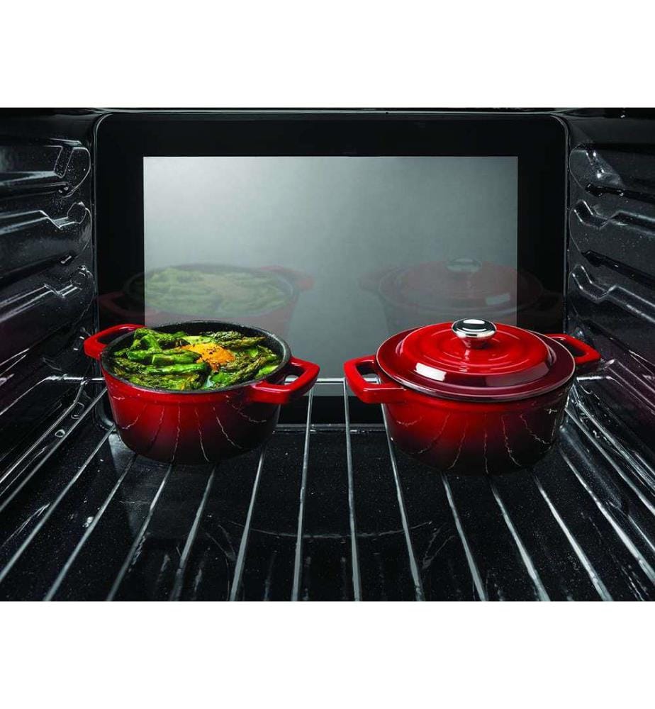 Set of 2 Materia casseroles enamelled cast iron - 11cm - 0.9kg red/black