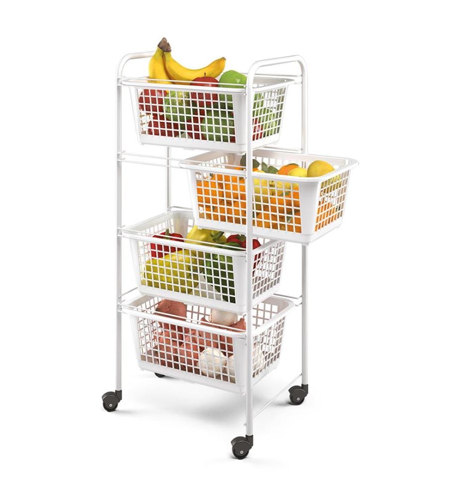 Carrello multifunzionale Miami con 4 cestini