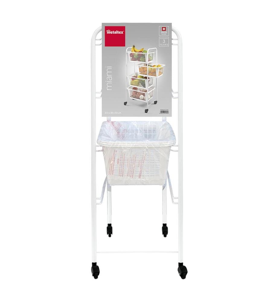 Carrello multifunzionale Miami con 4 cestini