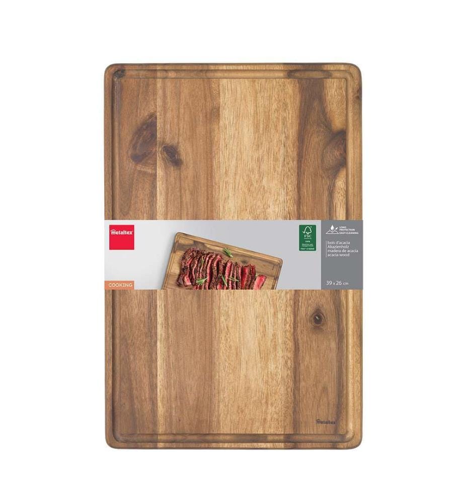 Planche à découper XL avec rainure bois d'acacia FSC - 39x26x2cm